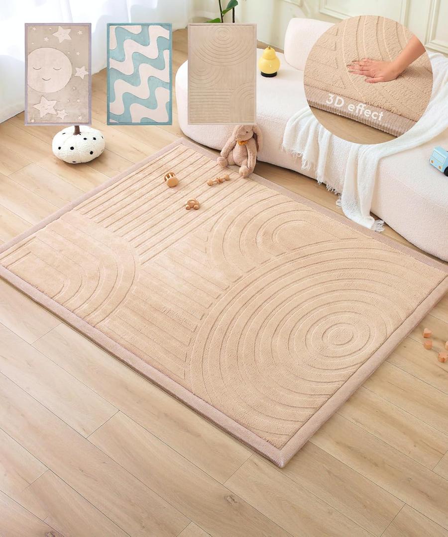 Hakuna Matte CloudRise Baby Play Mat for Floor 60" x 80" Arches Coral Velvet Memory Foam Rug for Crawling & Cozy Play Non-Slip, Water-Resistant, Easy-CareTummy Time Mat, Playmat for Playpen
