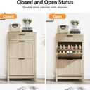 2 Flip Drawers Shoe Cabinet Storage for Entryway, Narrow Shoes Organizer Cabinet for Front Door Entrance, Hidden Wooden Hallway Shoe Rack(Oak)
