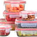 Pyrex Freshlock (7-Pack) Glass Food Storage Containers Set, (1, 2, 4 Cups) Airtight & Leakproof Plastic Locking Lids BPA-Free, Meal Prep Containers Set, Freezer Dishwasher Microwave Safe