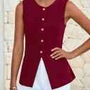 PRETTYGARDEN Blazer Vest Tops for Women Sleeveless Button Down Business Casual Outfits Work Suit Vests Waistcoat (S)