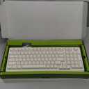 HUO JI Mechanical Gaming Keyboard Wired, 17 LED Backlit Modes, Liner Red Switch, Volume Knob, Anti-Ghosting, Double-Shot Shine Through Keycaps, 96% Light Up Keyboard for PC Mac (White)