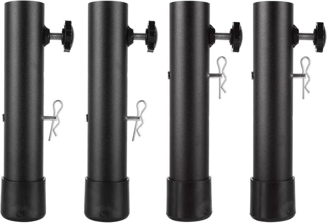 4PCS Folding Table Risers 2-Levels Height Adjustable Table Leg Extenders, Metal Tables Legs Extensions for Straight and Bent Legs, 3.6in/5.2in