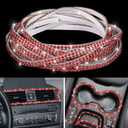 Kingdder 32.8Ft Bling Car Trim Self Adhesive Glitter Crystal Rhinestone Car Interior Exterior Accessories for Women DIY Line Molding Stickers for Auto Dashboard Diamond Ribbon Strips Decor (Red)