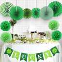 St Patrick's Day Decorations Kit, 37 Pcs Saint Patricks Day Shamrock Decorations Foil Fringe Curtains, Tissue Poms, Paper Fan, Lucky Banner, Foil Balloons Decor for Home Party Supplies