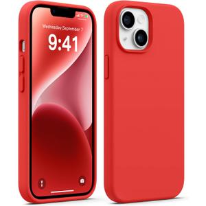 AOTESIER Compatible with iPhone 14 Case, Full Body Food-Grade Silicone Wear-Resistant, Anti-Drop Protection with Soft Anti-Scratch Microfiber Lining Phone Case for iPhone 14, 6.1 inch,Red