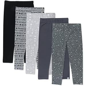 HonestBaby Multipack Leggings Skinny, Flare and Cargo Pants Organic Cotton for Infant Baby Girls, Toddlers, Little Kids 4T