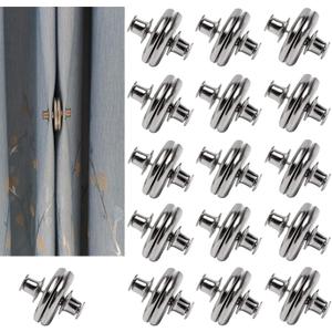 16 Pairs Magnetic Curtain Clips, Curtain Weights Magnets for Thin Drapery, Curtain Magnets Closure Prevent Light Leaking, Double Sided Magnetic wtih Strong Heavy Magnets
