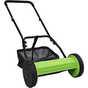 Push Lawn Mower, 16-Inch 5-Blade Walk-Behind Manual Push Reel Lawn Mower - Cordless, Adjustable Height for Effortless Yard & Garden Grass Cutting