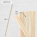 Wooden Dowel Rods 1/2 x 24 Inch Round Unfinished Hardwood Craft Sticks for DIY Lollipops Cake Support, 50 Pieces