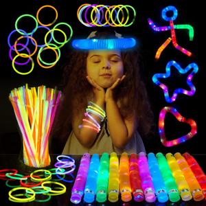 2 x 42Pcs LED Glow Sticks Pop Tubes Pack - Light up Party Favors for Kids 4-8 8-12, Toddlers Goodie Gift Bag Stuffer Fillers, Neon Party Decorations Toys Gifts for Halloween, Birthday, Dance