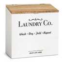 Magnetic Lint Bin for Laundry Room - Dryer Lint Bin with Lid - Wooden Lint Holder, Magnetic Lint Trash Can, Rustic Lint Box - Modern Farmhouse Laundry Room Decor, White