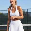 Stelle Women's Tennis Golf Skirts High Waisted with Pockets Inner Shorts for Athletic Skorts Sports Running Pickleball (White, S)