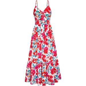 GRACE KARIN Women's 2025 Summer Maxi Dress Floral Tie Front Spaghetti Strap Casual Boho Beach Flowy Sundress with Pockets 2XL