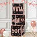 Kircirx 3pcs Going Away Party Decorations Boxes for Women, Black Rose Gold Farewell Decorations Party Supplies Good Luck We Will Miss You Retirement Goodbye Cardboard Box Gifts