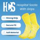 HCS XL Non-Slip Hospital Socks with Grips for Women & Men (6 Pairs) - 360 All-Around Tread Non-Slip Sock for Elderly/Seniors - Hospital Grip Socks, Fall Risk Patient Slippers (Yellow, XL)