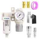 TAILONZ PNEUMATIC 1/2 Inch NPT 2 in 1 Air Filter Pressure Regulator Combo Piggyback, Air Tool Compressor Filter with Gauge AF4000+AR4000