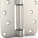 goldenwarm Pack of 2 4 inch Door Hinges Satin Nickel Self-Closing Spring Door Hinges - Heavy-Duty Spring Hinges for Interior and Exterior Doors, 5/8" Radius Corners