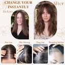DZFAYESM Hair Topper with Bangs 16 Inch Medium Brown with Highlights Synthetic Wavy Hair Toppers for Women 6.5"x6.5" Big Base Invisible Wiglets Hairpieces for Women Daily Wear