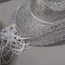 12 Pcs Cowboy Hat Sparkly Glitter Neon Cowgirl Hats (Silver)