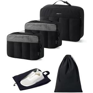 BAGSMART Hanging Packing Cubes for Travel Women, Large Capacity Luggage Organizers for Suitcases, Quilted Travel Essentials for Women, Black