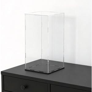 Acrylic Display Case for Red Wine Bottle and Dolls, Versatile Clear Acrylic Display Box with Black Base for Showcase and Displaying, 5x5x14-inch