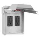 Outdoor Electrical Outlet Box,Dual 20 AMP WRTR GFCI Receptacles, Weatherproof Metal Outdoor Electrical Outlet Box, Waterproof 3R Cover