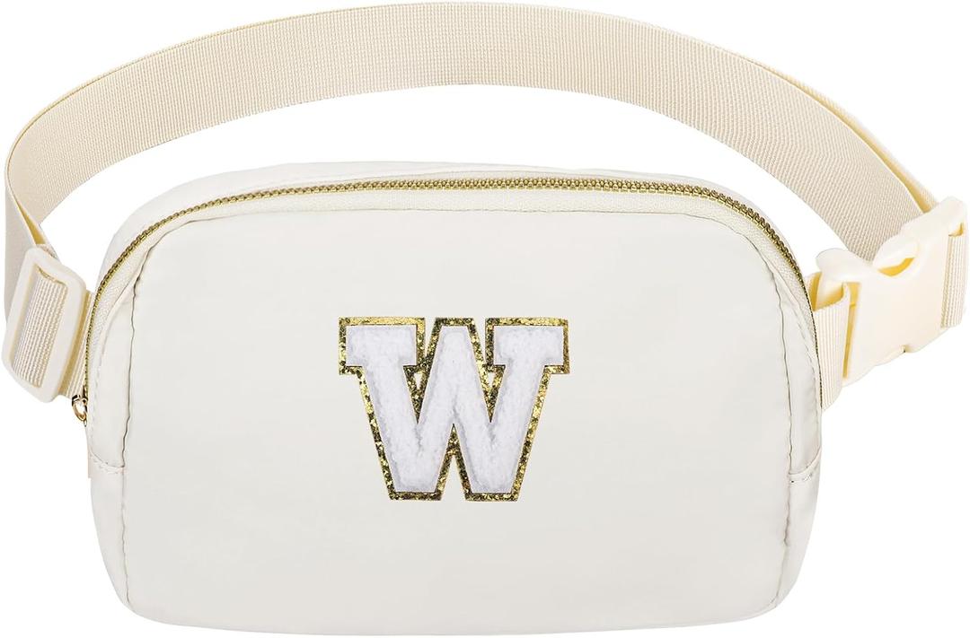 Birthday Gifts Christmas Personalized Gift for 4 5 6 7 8 9 10 11 12 13 14 Year old Girls Teen Sister Kid Initial Letter Fanny Pack Trendy Stuff Crossbody Bag White Letter W