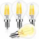 E14 6W G45 Dimmable LED Filament Bulb, 2700K Warm White 900LM Edison Candle Light Bulb, G45 Clear Glass Globe Cover, 60 Watt Equivalent, AC 110V,4-Pack