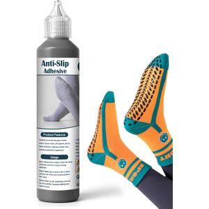 Anti Slip Sock Glue for Adults, Seniors & Pets - 3.38 fl oz Washable Non-Slip Adhesive, Latex-Free Water-Based Multi-Color Paint for Socks, Pet Socks, Mats, Hangers with Precision Tip Black