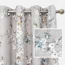 DriftAway Gray Floral Curtains for Bedroom 84 Inch Length Blue and White Flower Branch Printed Pattern Room Darkening Thermal Insulated Grommet Drapes for Living Room 2 Panels Gray Blue and White