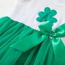 Girls Casual Tulle Tutu Dress Baby Toddler Ruffle Sleeves Bow Princess Party Dresses (3T, Green Clover)