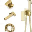 BWE Handheld Toilet Bidet Sprayer for Toilet with Adjustable Water Pressure Hot and Cold Bidet Spray Set Toilets Bidets Wall Mount Cleaning Faucet Jet for Feminine Wash, Brushed Gold