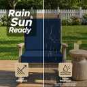 24x24 Inch Outdoor Chair Cushions Set of 2, Water-Resistant & Fade-Resistant, Patio Furniture Deep Seat Cushions Replacement with Back, Non-Slip Bottom, Removable Cover, Navy Blue