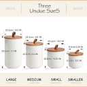 White Ceramic Canister Set with Bamboo Lids, 4-Piece Airtight Food Storage Jars for Kitchen Flour, Sugar, Coffee, Tea, Spice Smaller, Small, Medium, Large Sizes