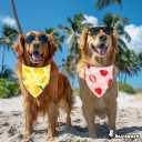 Summer Fruit Dog Bandanas 2 Pack 4 Pattern Reversible, Holiday Bandana for Boy and Girl, Premium Durable Fabric, Party Triangle Scarf for Medium to Extra Large Breed Dogs(X-Large)