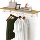 FIRJOY Wall Mounted Clothes Rack, with Top Shelf and Hanging Rod, Heavy Duty (1 PACK 11.8" x 31.5", White)