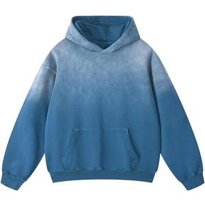 Oversized Acid Wash Hoodie Sweatshirt for Unisex, Heavyweight Vintage Cotton Pullover Streetwear (Medium, Bovine Blue)