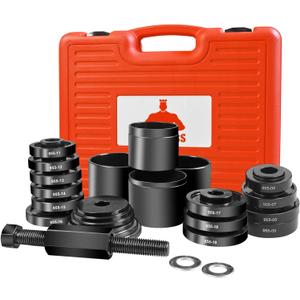 Wheel Bearing Press Kit for Front Wheel Drive Bearing Removal & Installation, 24pc Wheel Bearing Removal Tool Set with Sliding Screws Universal Bushings Sleeves Storage Case