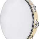 Tambourine for adults 10 inch Hand Held Drum Bell Birch Metal Jingles Percussion Gift Musical Educational Instrument for Church KTV Party (10 inch)