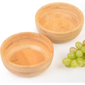 Soup Bowls Set of 2 for Dessert/Cereal/Pasta/Fruit | Natural Bamboo Serving Bowls for Nuts/Candy/Snacks/Pistachio | Charcuterie Accessories for Dipping/Condiments/Sauce | 15.21 oz Capacity (D5.11 x H1.85)