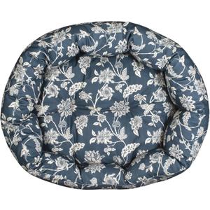 Fringe Studio INDIENNE Coastal Blue 29" W x 24" D x 9" H Medium Round Cuddler 100% Cotton Canvas Exterior, Machine Washable, PetShop Collection (215016)