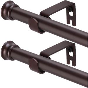 Curtain Rods 2 Pack 5/8 inch Brown Curtain Rods for Windows 30 to 45 Inch with Brackets Easy to Install for Bedroom Living Room Kitchen