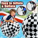 2 Pack 20-Inch Diameter Race Car Themed Beach Balls - Large Inflatable Black and White Checkered Beach Balls for Birthday Party Decorations, Summer Pool and Beach Game, and Bulk Party Favors