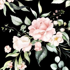 Black Floral Peel and Stick Wallpaper Self Adhesive Removable Pink Watercolor Botanical Flower Vintage Dark Accent Wall for Bedroom Living Room Renter Friendly 17.7" x 118"