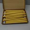 Macarrie 24 Packs Flameless Taper Candles Battery Operated Fake 11 Inch Long Candle Light LED Flameless Candlesticks Flickering Tapered for Wedding, Halloween, Christmas(Gold)