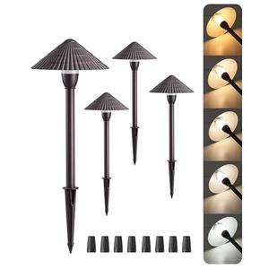 EDISHINE 5CCT Low Voltage Pathway Lights Wired, 2700K/3000K/3500K/4000K/5000K LED Landscape Path Lights, 12V 3W 160LM Waterproof Outdoor Landscape Lighting for Yard Garden Walkway, Aluminum, 4 Pack