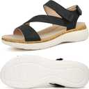 ORTOREX Women Arch Support Sandals Orthotic Comfortable Walking Sandals (9, Black)