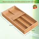 guiogc Bamboo Silverware Organizer, Kitchen Silverware Drawer Organizer, Utensil Tray Holder, Cutlery Tray for Spoons, Forks, Knives