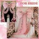 BreezeHug Pink Large Bow for Backdrop Wedding Giant Bow Decor with Long Ribbons Coquette Room Wall Decor for Wedding Bridal Shower Arch Wall Baby Shower Birthday Party (47 x 30 Inches)