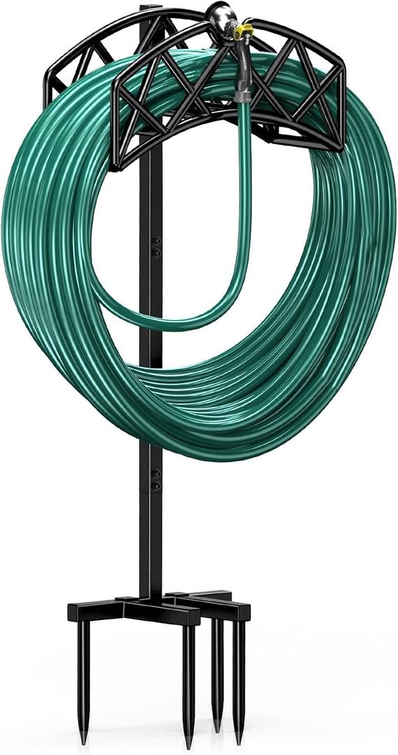 Metal Garden Hose Holder, Heavy Duty Freestanding Hose Storage Stand Rack for Outside